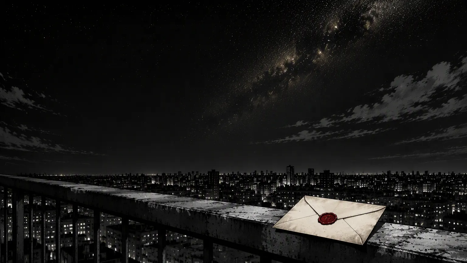 那支看不见的箭的夜空与信封封面